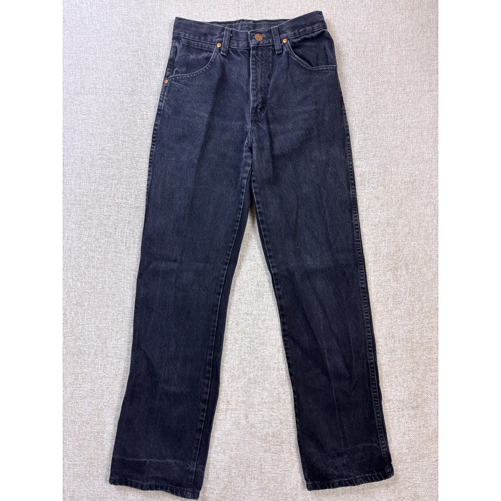 Wrangler Boys Black Denim Slim Fit Jeans Size 16 Slim Leather tab